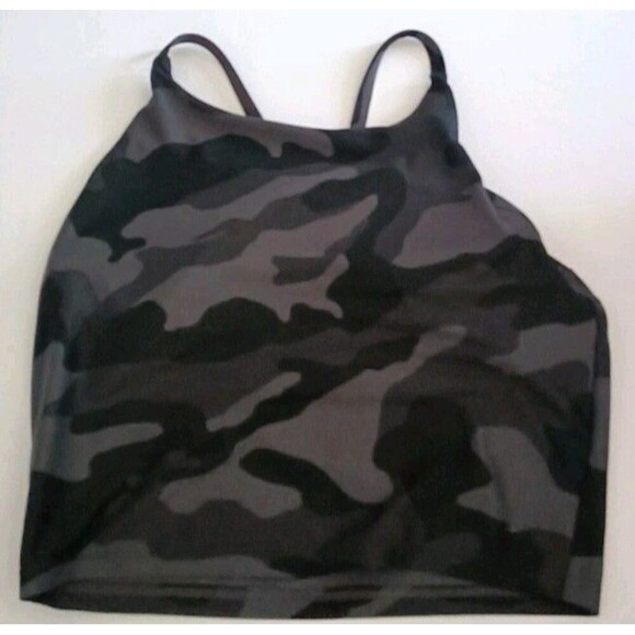 Old Navy Powersoft Sports Bra Top Size Large Low Support Black Camo Long Line - Picture 3 of 4